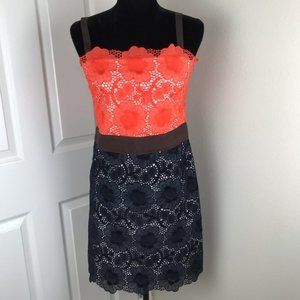 Milly of New York Lace Eyelet Sundress Orange/Blue